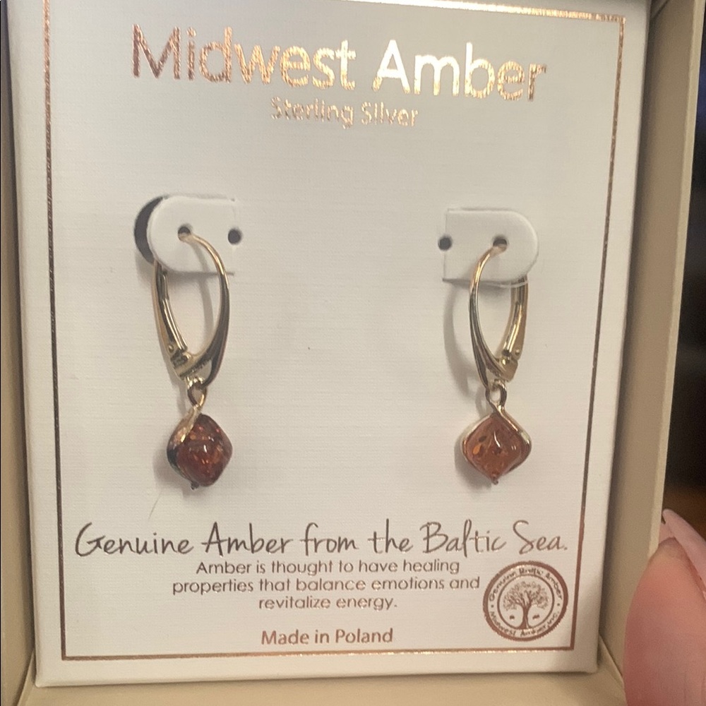 Sterling Silver Amber Earrings